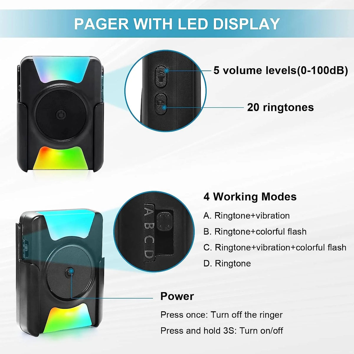 CallToU Vibration Pager 1000FT Nurse Calling Alert System