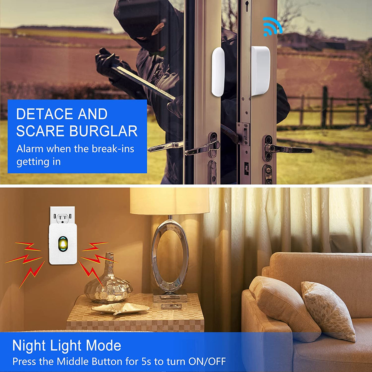 CallToU Door Chime Wireless Door Sensor Alarm Door Entry Chime