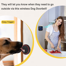 CallToU Dog Door Bell for Potty Training Wireless Doggie Door Bell for Dog Puppy Training Sliding Door CallToU
