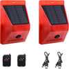 CallToU Solar Strobe Light with Remote Controller Motion Detector Outdoor Alarm Light 129db Sound Security Siren Light IP65 Waterproof Protected for Your Home Villa Baren Farm Yard 2 Pack CallToU