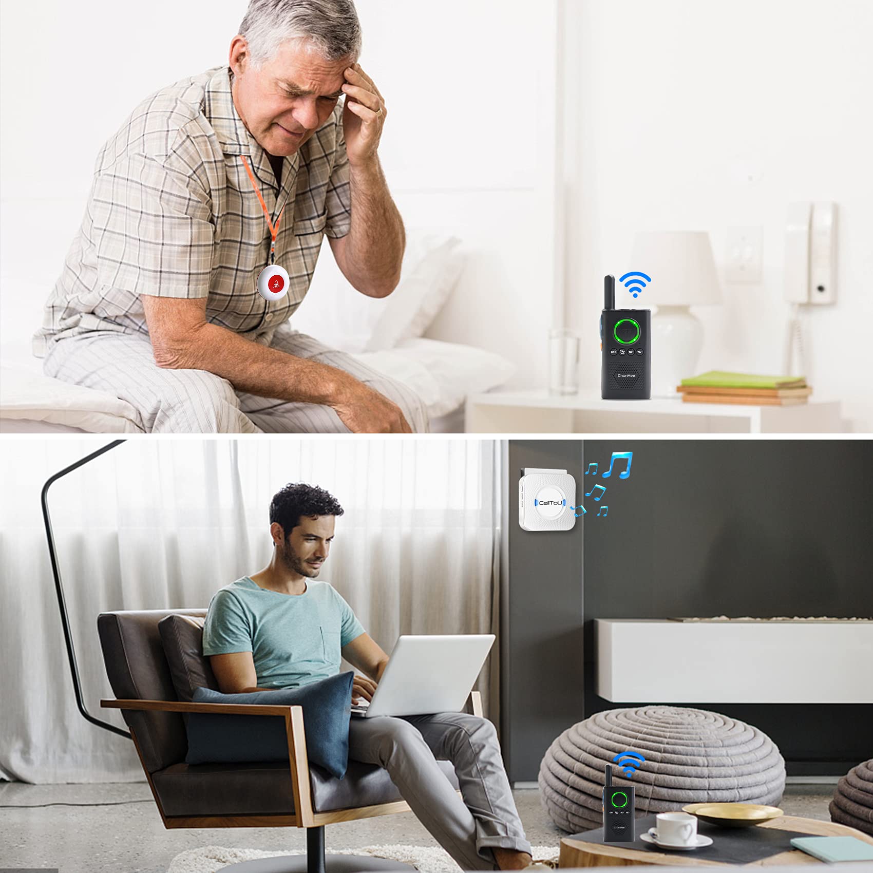Calltou CallToU Emergency Caregiver Pager System Secures the Elderly's Life Be