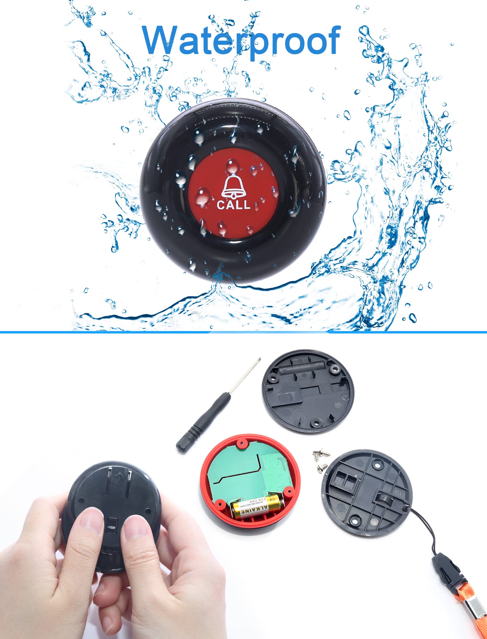 CallToU Wireless SOS Call Button Vibration Pager Nurse Calling Alert System for Home Elderly Disabled Patient CallToU Wireless SOS Call Button Vibration Pager Nurse Calling Alert System for Home Elderly Disabled Patient
