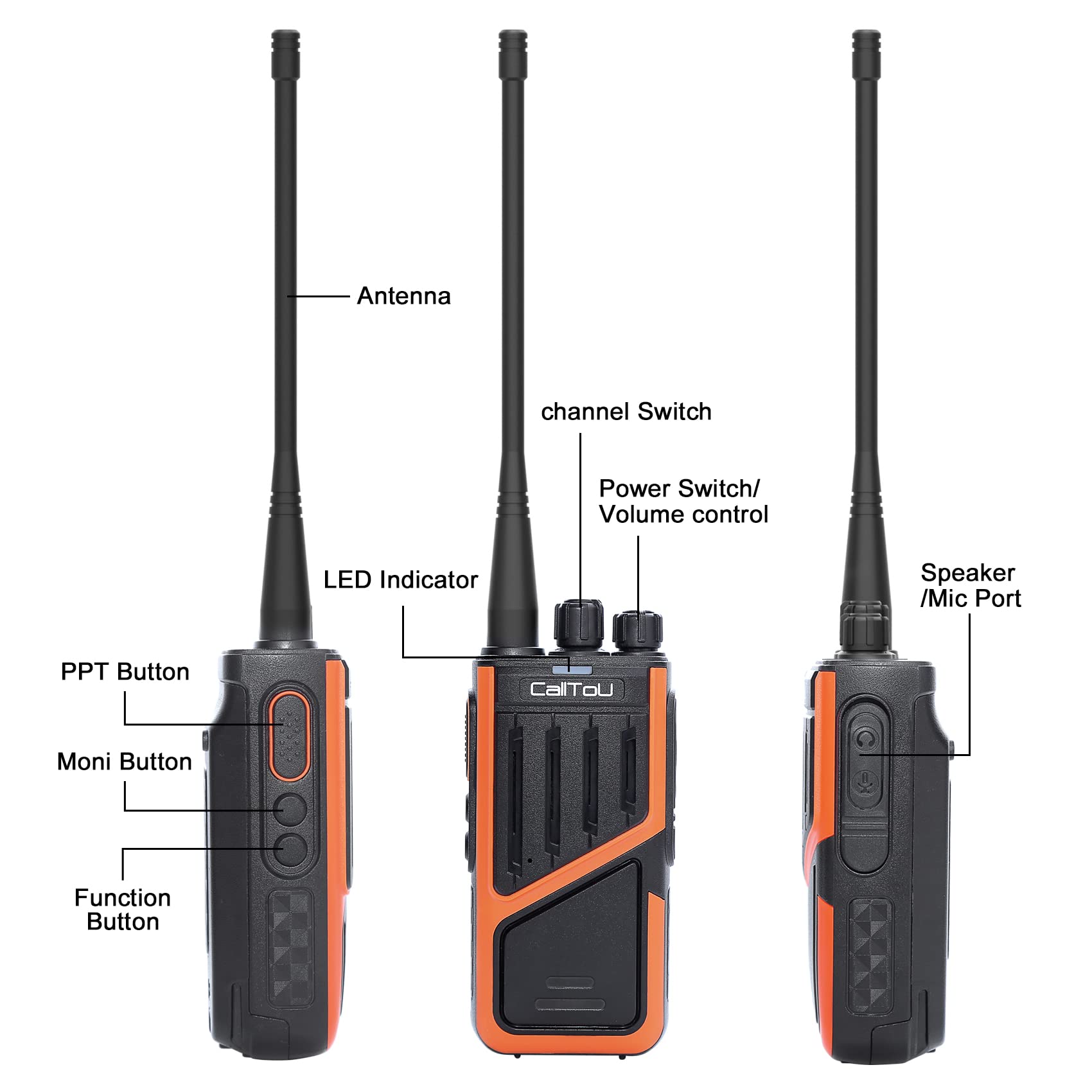 CallToU 5W Walkie Talkie inalámbrico de largo alcance de 16 canales