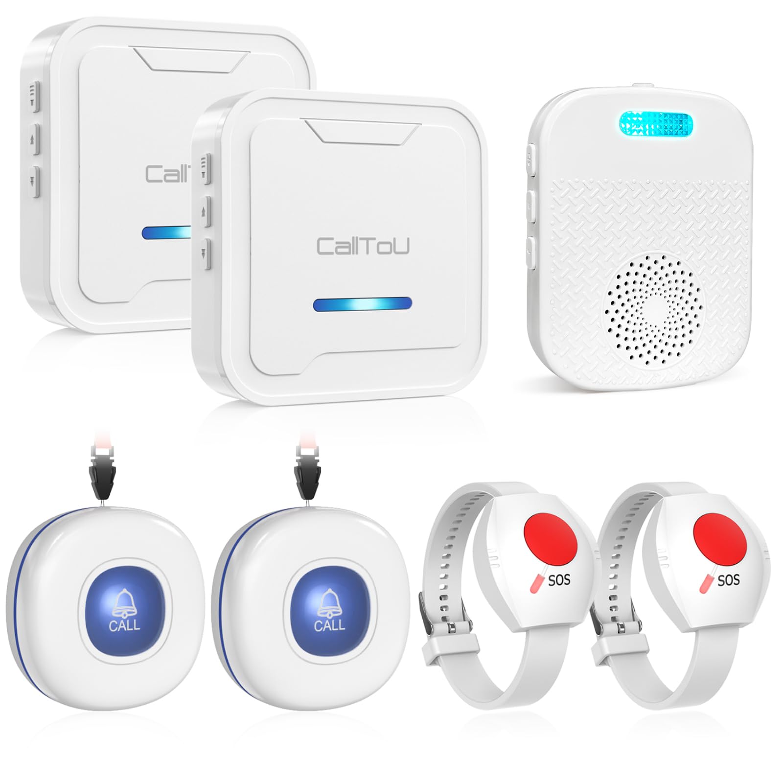 Calltou Calltou Wireless Caregiver Pager with 2 Call Buttons & Rechargeable ...