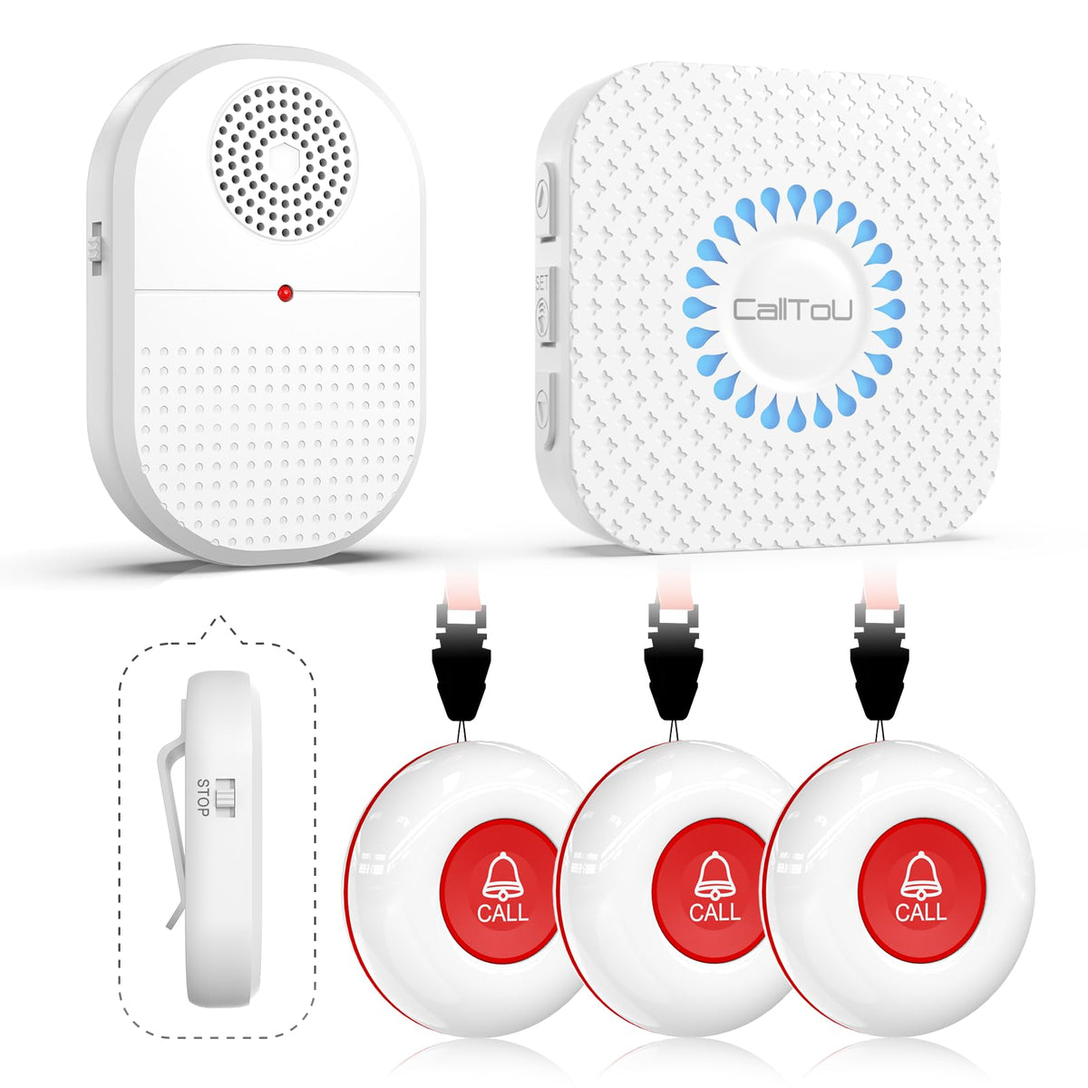 Waterproof Nurse Call CallToU Caregiver Pager Call Button Waterproof 500+ FT Nurse Alert System