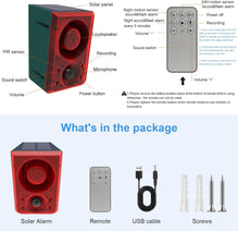 CallTou Solar Motion Sensor Alarm - 2 Pack | 130db, Dog Barking & Gunshot Sounds | Recording, Adjustable Volume | Smart Sensor, Solar-Powered CallToU