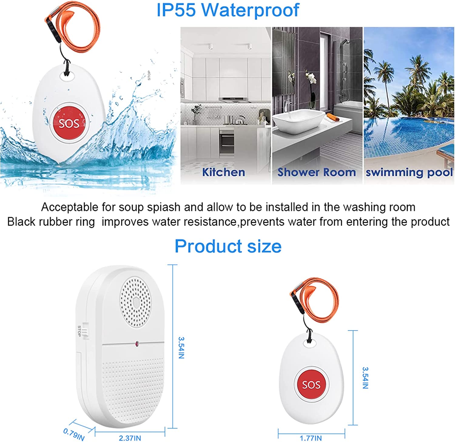 CallToU SOS Emergancy Wireless Vibration Caregiver Pager Call Button Nurse Alert System CallToU SOS Emergancy Wireless Vibration Caregiver Pager Call Button Nurse Alert System