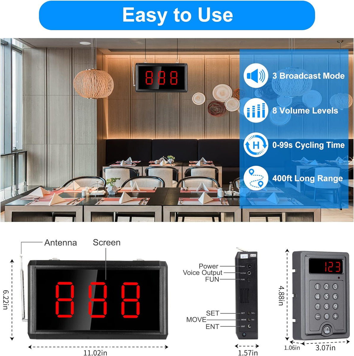 CallTou Wireless Queue Calling System Restaurant Speaker System CallToU Calltou wireless queue calling system restaurant speaker system calltou