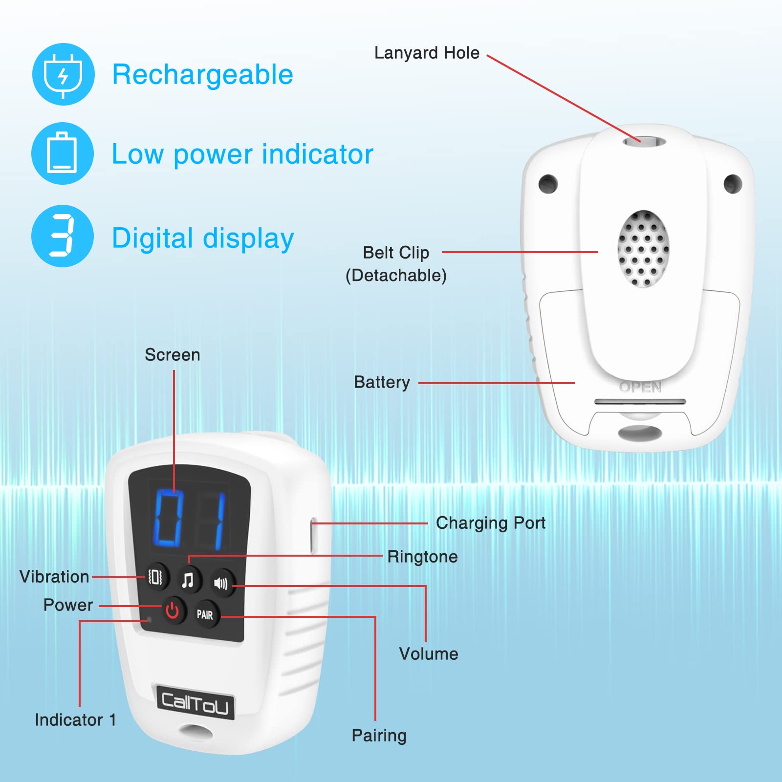CallTou Wireless Caregiver Pager Call Button Elderly Nurse Alert System For Elderly Monitoring/Seniors With 500 Feet – DAYTECH