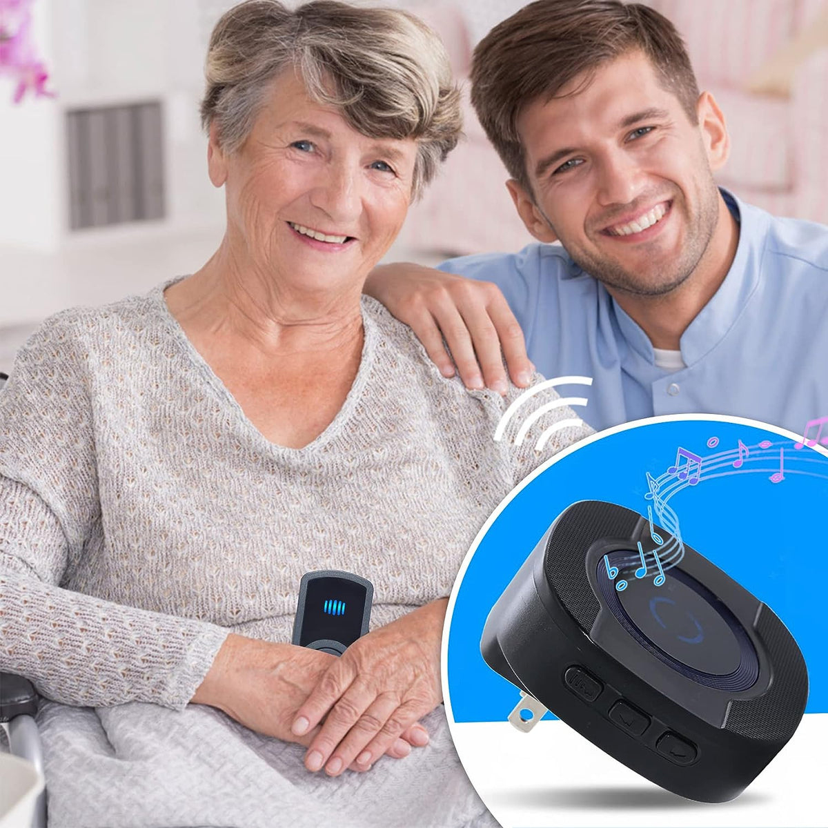 Calltou CallTou Wireless Portable Caregiver Pager SOS Call Button for Elderly ...