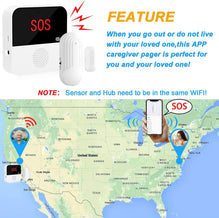 CallToU WiFi Smart Wireless Door Alarms for Dementia Patients/Elderly/Home Security/Kids Safety Caregiver Pager Door Chime with 3 Door Sensor 1 Receiver CallToU