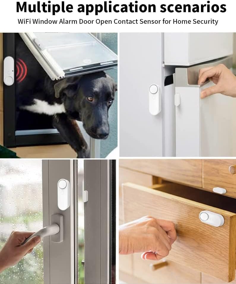 CallTou WiFi Door Sensor Door Window Alarms Detector Real time Alarm with Alexa Google Assistant No Hub Required Trigger APP Notification CallToU