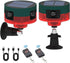 CallTou Solar Outdoor Alarm Motion Sensor - 2 Pack | 360° Detection, 13 Sounds, 129dB Siren, Strobe Light | Remote Control | Home, Farm, Barn Security