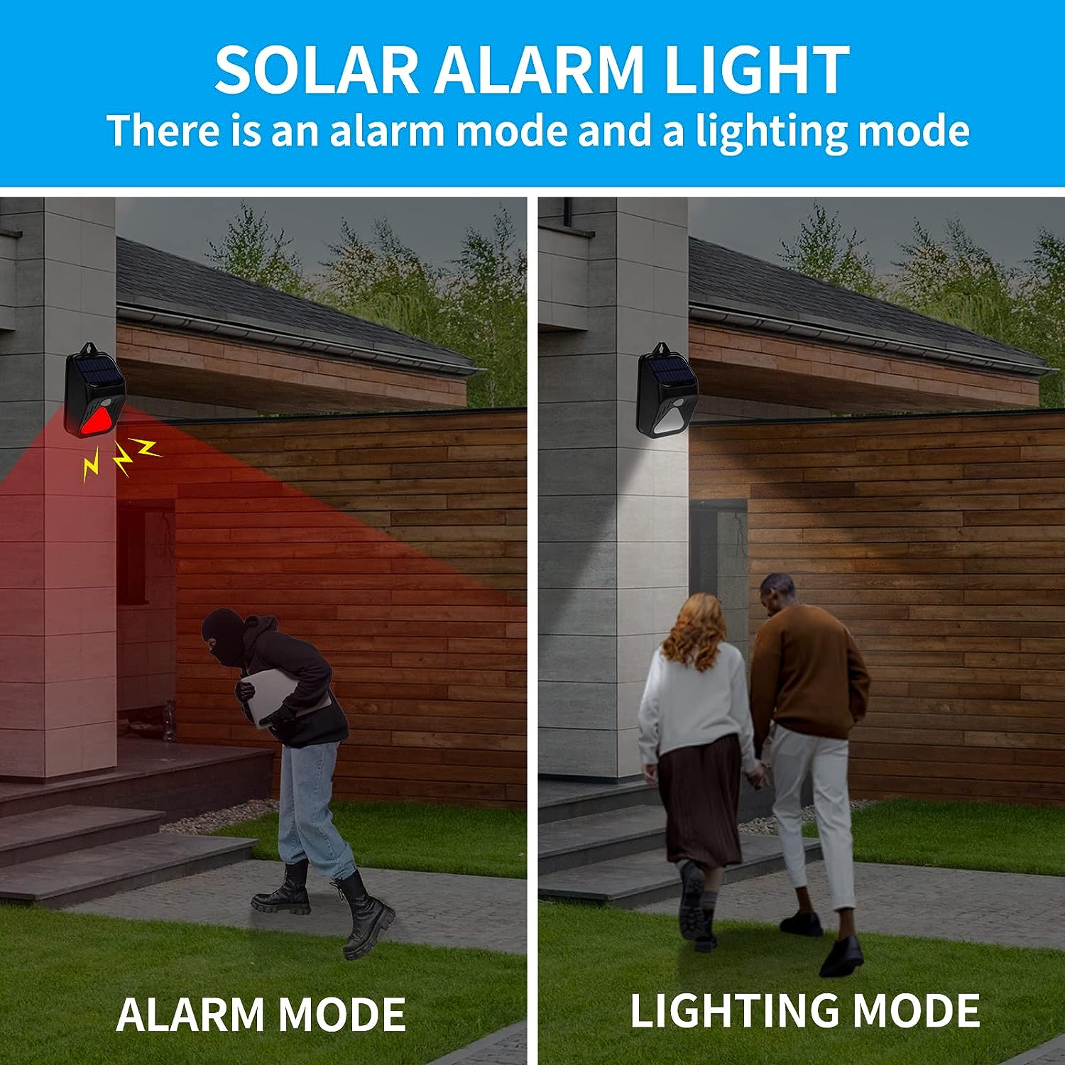 CallToU Solar Alarm Strobe Light Motion Sensor Alarm Outdoor IP65 Waterproof Solar Siren