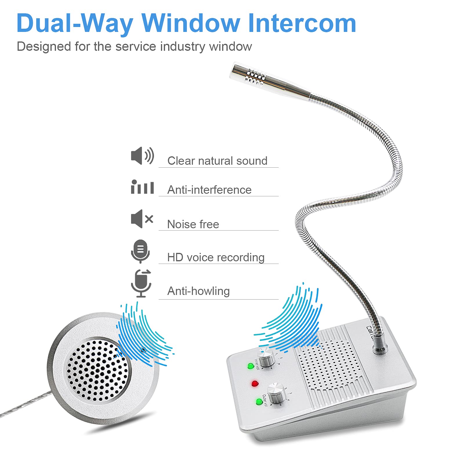 Glass Intrercom CallToU Window Speaker Intercom System,Anti-Interference