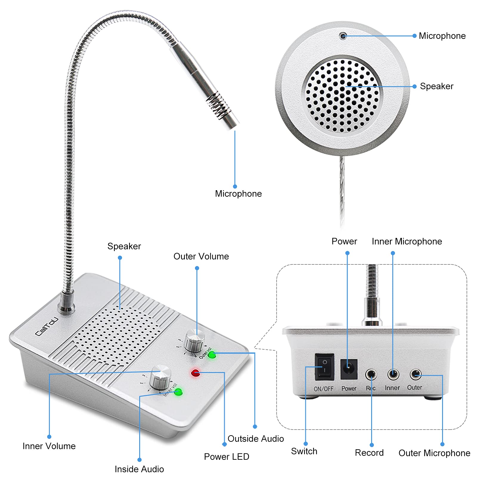 CallToU Window Speaker Intercom System,Anti-Interference