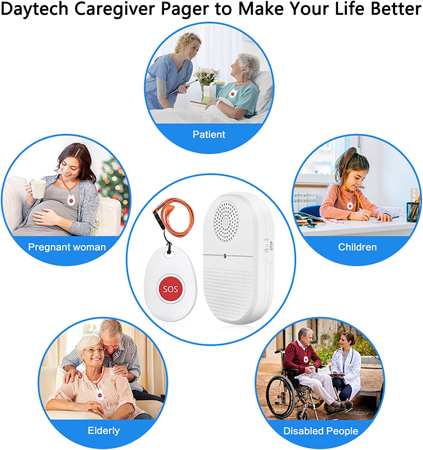 CallToU SOS Emergancy Wireless Vibration Caregiver Pager Call Button Nurse Alert System CallToU SOS Emergancy Wireless Vibration Caregiver Pager Call Button Nurse Alert System