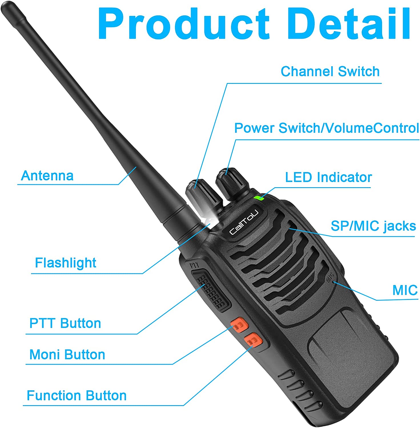 CallToU Walkie Talkies Lot de 2 pour la maison, le travail, la randonnée,  le camping