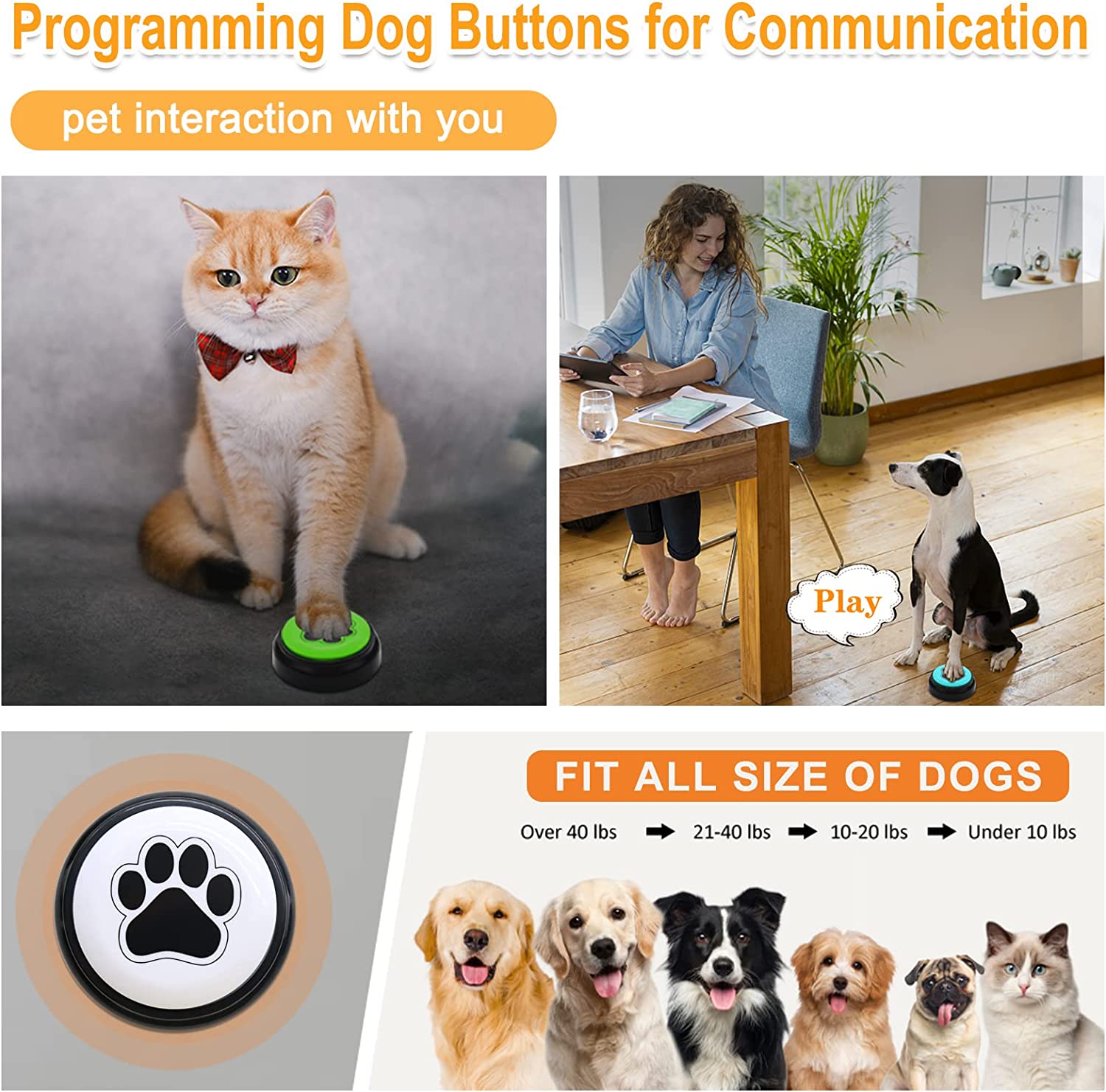 Pulsanti Parlanti Per Cani E Gatti MyDogTalks - Set Da 4 Con Tappetino Per Addestramento Comunicativo - Foto 4